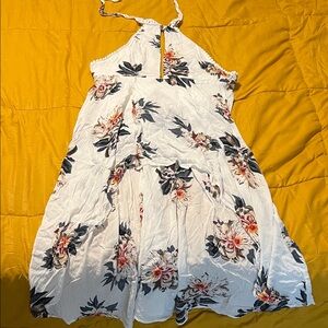 YOINS White Floral Halter Dress
